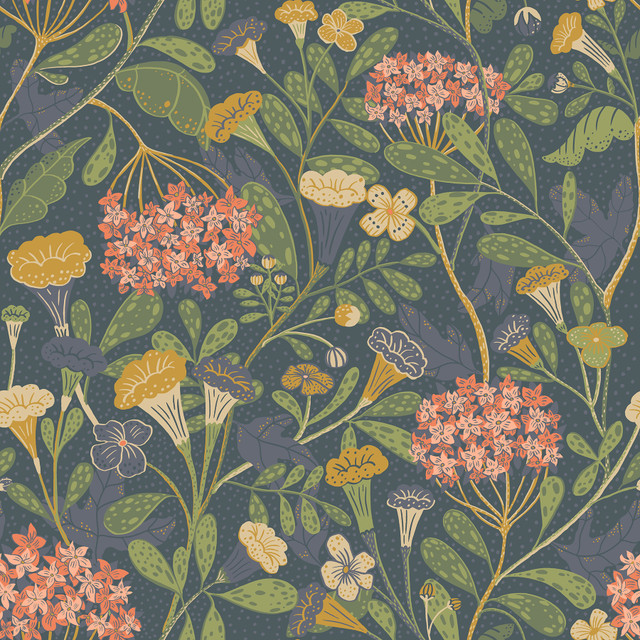 Hybbe Blue Hydrangea Garden Wallpaper by A-Street Prints Designer Annelie Covers about 57.5 square feet 20.9-in by 33-ft long roll Unpasted 20.9 - Swanky Fabrics - Hybbe Blue Hydrangea Garden Wallpaper by A-Street Prints Designer Annelie Covers about 57.5 square feet 20.9-in by 33-ft long roll Unpasted 20.9 - Swanky Fabrics -