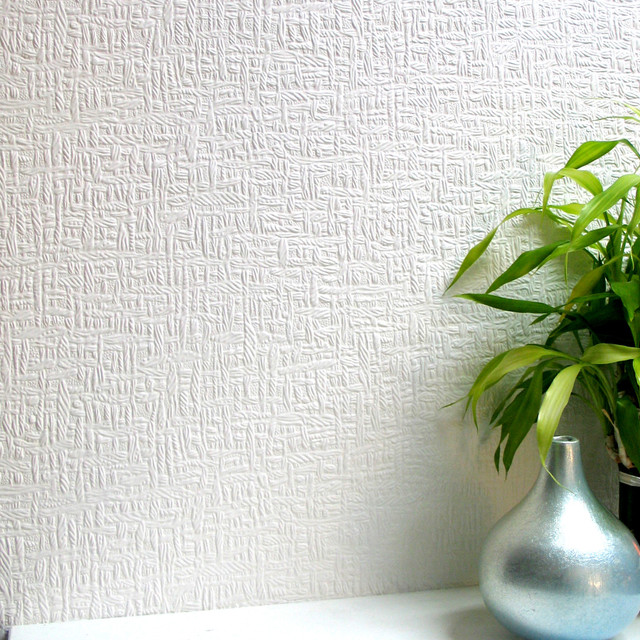 Kingston White Paintable Anaglypta Original Wallpaper by Brewster Designer Anaglypta X Covers about 56.4 square feet 20.5-in by 33-ft long roll Unpasted 10.5 - Swanky Fabrics -