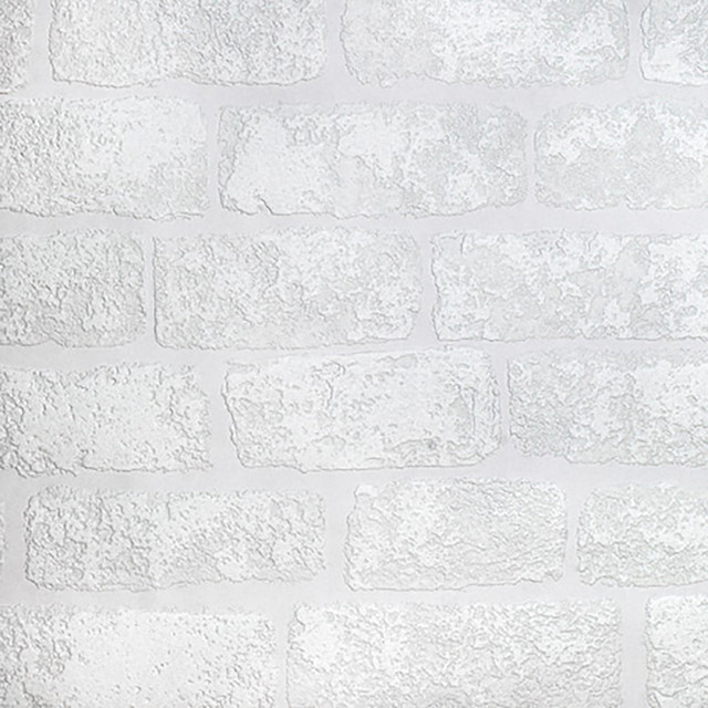 Lincolnshire Brick White Luxury Vinyl Paintable Wallpaper by Brewster Designer Anaglypta XII Covers about 55 square feet 20-in by 33-ft long roll Unpasted 25 - Swanky Fabrics -