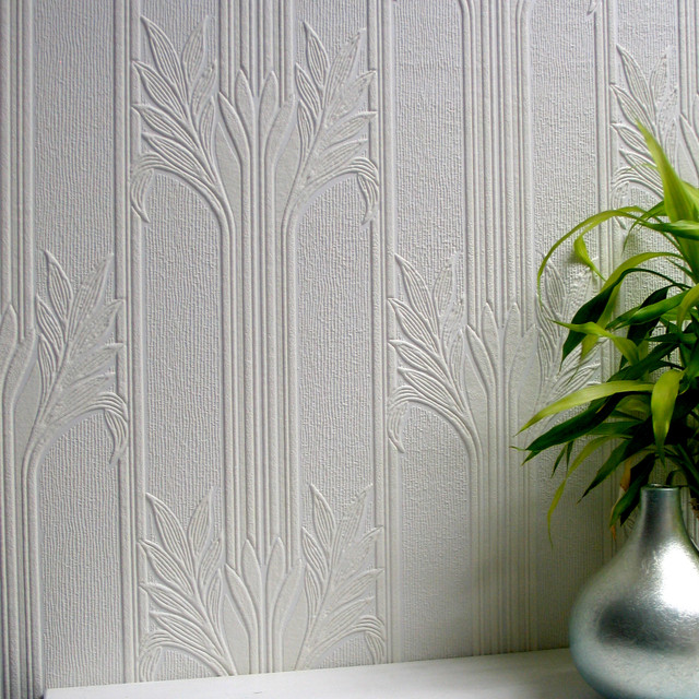Wildacre White Paintable Textured Vinyl Wallpaper by Brewster Designer Anaglypta X Covers about 57.5 square feet 20.9-in by 33-ft long roll Unpasted 12.6 - Swanky Fabrics -