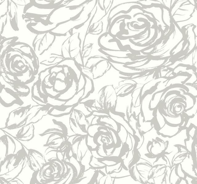 Nelda Silver Rose Wallpaper by A-Street Prints Designer Whimsy Covers about 60.8 square feet 27-in by 27-ft long roll Unpasted 25.25 - Swanky Fabrics - Nelda Silver Rose Wallpaper by A-Street Prints Designer Whimsy Covers about 60.8 square feet 27-in by 27-ft long roll Unpasted 25.25 - Swanky Fabrics -