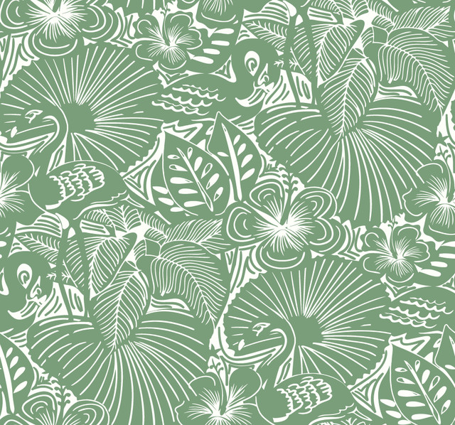 Idalia Green Floral Flamingo Wallpaper by A-Street Prints Designer Whimsy Covers about 60.8 square feet 27-in by 27-ft long roll Unpasted 25.25 - Swanky Fabrics - Idalia Green Floral Flamingo Wallpaper by A-Street Prints Designer Whimsy Covers about 60.8 square feet 27-in by 27-ft long roll Unpasted 25.25 - Swanky Fabrics -