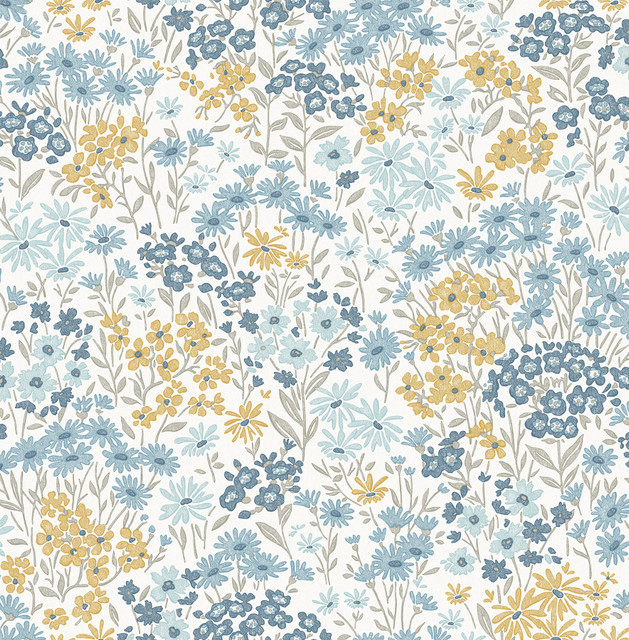 Ditsy Light Blue Daisies Wallpaper by Advantage Designer Westbury Forest Covers about 56.4 square feet 20.5-in by 33-ft long roll Unpasted 20.9 - Swanky Fabrics - Ditsy Light Blue Daisies Wallpaper by Advantage Designer Westbury Forest Covers about 56.4 square feet 20.5-in by 33-ft long roll Unpasted 20.9 - Swanky Fabrics -