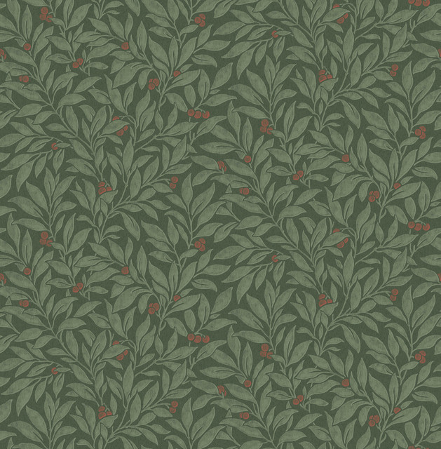 Winter Berry Evergreen Vine Wallpaper by Advantage Designer Westbury Forest Covers about 56.4 square feet 20.5-in by 33-ft long roll Unpasted 20.9 - Swanky Fabrics - Winter Berry Evergreen Vine Wallpaper by Advantage Designer Westbury Forest Covers about 56.4 square feet 20.5-in by 33-ft long roll Unpasted 20.9 - Swanky Fabrics -
