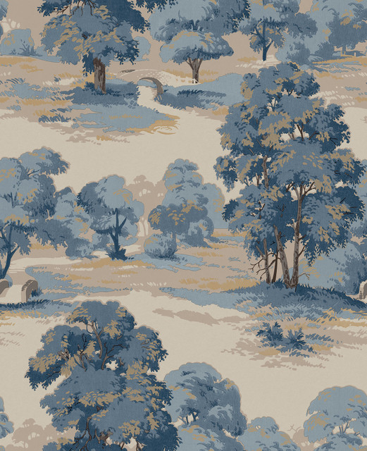 Sherwood Blue Glade Wallpaper by Advantage Designer Westbury Forest Covers about 56.4 square feet 20.5-in by 33-ft long roll Unpasted 25.2 - Swanky Fabrics -