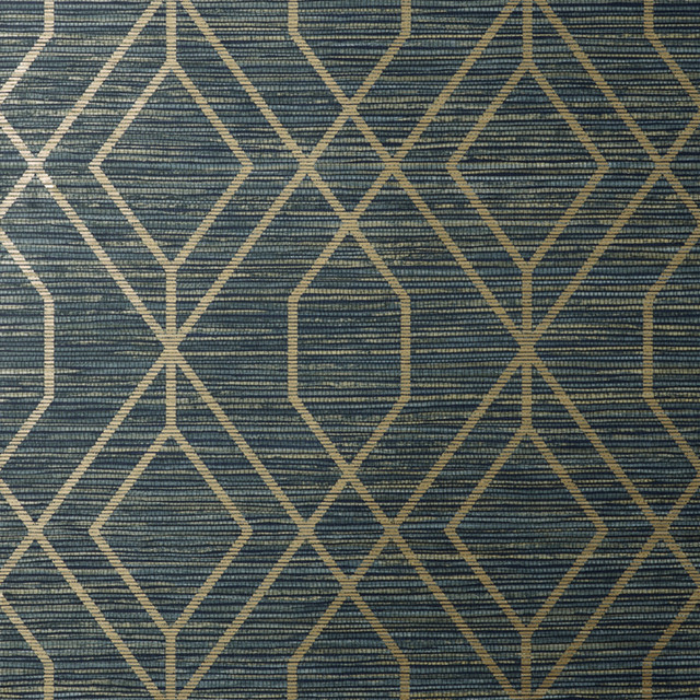 Fusion Navy Trellis Wallpaper by Fine Decor Designer Medley Covers about 56.4 square feet 20.5-in by 33-ft long roll Unpasted 20.9 - Swanky Fabrics -