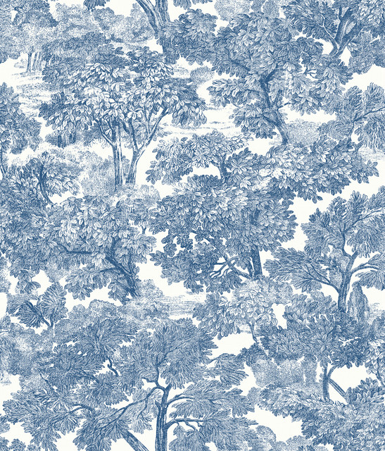 Spinney Blue Toile Wallpaper by Chesapeake Designer Farmhouse Covers about 56.4 square feet 20.5-in by 33-ft long roll Prepasted 24 - Swanky Fabrics - Spinney Blue Toile Wallpaper by Chesapeake Designer Farmhouse Covers about 56.4 square feet 20.5-in by 33-ft long roll Prepasted 24 - Swanky Fabrics -
