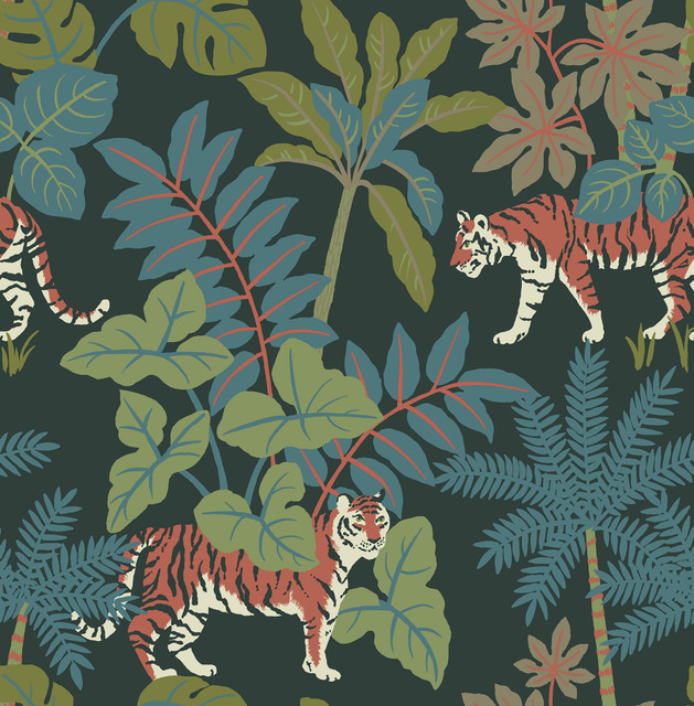 Caspian Evergreen Jungle Prowl Wallpaper by A-Street Prints Designer Harmony Covers about 56.4 square feet 20.5-in by 33-ft long roll Unpasted 20.86 - Swanky Fabrics - Caspian Evergreen Jungle Prowl Wallpaper by A-Street Prints Designer Harmony Covers about 56.4 square feet 20.5-in by 33-ft long roll Unpasted 20.86 - Swanky Fabrics -