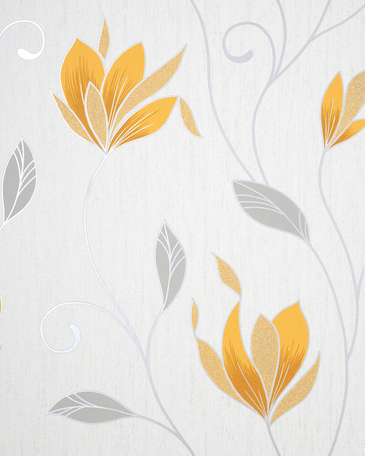 Synergy Yellow Floral Wallpaper by Fine Decor Designer Medley Covers about 56.4 square feet 20.5-in by 33-ft long roll Unpasted 25.2 - Swanky Fabrics - Synergy Yellow Floral Wallpaper by Fine Decor Designer Medley Covers about 56.4 square feet 20.5-in by 33-ft long roll Unpasted 25.2 - Swanky Fabrics -