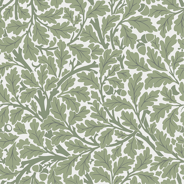 Oak Tree Green Leaf Wallpaper by A-Street Prints Designer Hidden Treasures Covers about 57.5 square feet 20.9-in by 33-ft long roll Unpasted 20.9 - Swanky Fabrics -