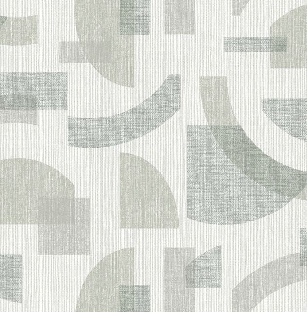 Fulton Sea Green Shapes Wallpaper by A-Street Prints Designer Solace Covers about 56.4 square feet 20.5-in by 33-ft long roll Unpasted 20.86 - Swanky Fabrics -