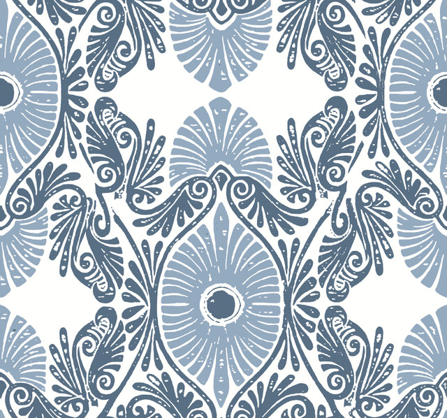 Villa Blue Embellished Ogee Wallpaper by A-Street Prints Designer Terrace Covers about 60.8 square feet 27-in by 27-ft long roll Unpasted 25.25 - Swanky Fabrics - Villa Blue Embellished Ogee Wallpaper by A-Street Prints Designer Terrace Covers about 60.8 square feet 27-in by 27-ft long roll Unpasted 25.25 - Swanky Fabrics -