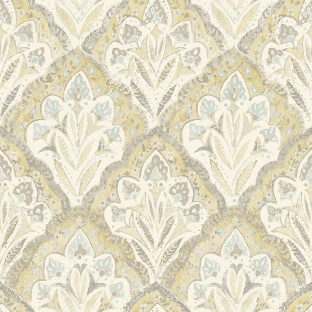 Mimir Mustard Quilted Damask Wallpaper by Chesapeake Designer Kinfolk Covers about 56.4 square feet 20.5-in by 33-ft long roll Prepasted 20.5 - Swanky Fabrics - Mimir Mustard Quilted Damask Wallpaper by Chesapeake Designer Kinfolk Covers about 56.4 square feet 20.5-in by 33-ft long roll Prepasted 20.5 - Swanky Fabrics -