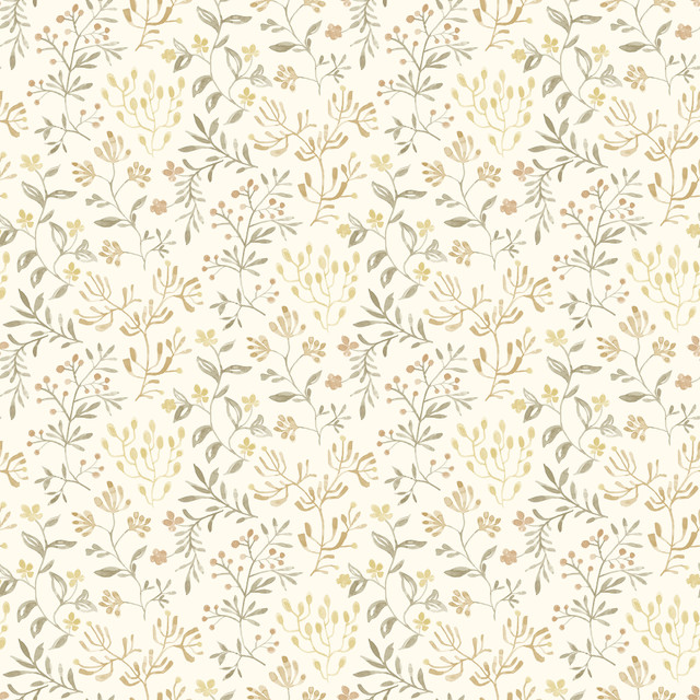Tarragon Honey Dainty Meadow Wallpaper by Chesapeake Designer Kinfolk Covers about 56.4 square feet 20.5-in by 33-ft long roll Prepasted 10.25 - Swanky Fabrics - Tarragon Honey Dainty Meadow Wallpaper by Chesapeake Designer Kinfolk Covers about 56.4 square feet 20.5-in by 33-ft long roll Prepasted 10.25 - Swanky Fabrics -