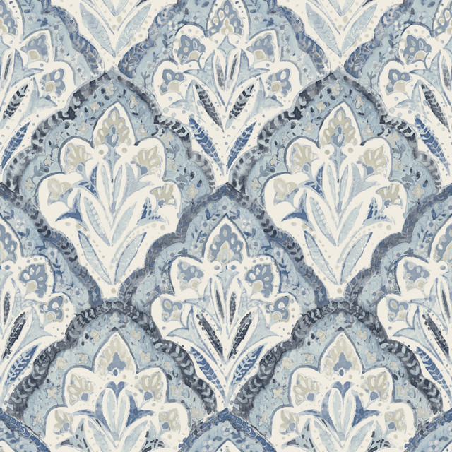 Mimir Blue Quilted Damask Wallpaper by Chesapeake Designer Kinfolk Covers about 56.4 square feet 20.5-in by 33-ft long roll Prepasted 20.5 - Swanky Fabrics - Mimir Blue Quilted Damask Wallpaper by Chesapeake Designer Kinfolk Covers about 56.4 square feet 20.5-in by 33-ft long roll Prepasted 20.5 - Swanky Fabrics -