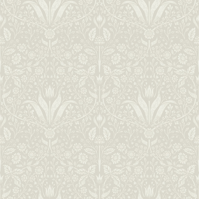 Mara Beige Tulip Ogee Wallpaper by A-Street Prints Designer Botanica Covers about 57.5 square feet 20.9-in by 33-ft long roll Unpasted 20.9 - Swanky Fabrics -