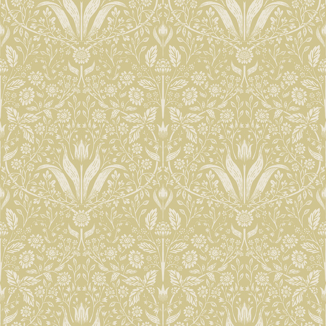 Mara Yellow Tulip Ogee Wallpaper by A-Street Prints Designer Botanica Covers about 57.5 square feet 20.9-in by 33-ft long roll Unpasted 20.9 - Swanky Fabrics - Mara Yellow Tulip Ogee Wallpaper by A-Street Prints Designer Botanica Covers about 57.5 square feet 20.9-in by 33-ft long roll Unpasted 20.9 - Swanky Fabrics -