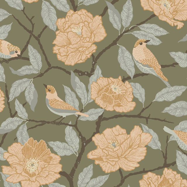 Bernadina Moss Rosebush Wallpaper by A-Street Prints Designer Botanica Covers about 57.5 square feet 20.9-in by 33-ft long roll Unpasted 20.9 - Swanky Fabrics - Bernadina Moss Rosebush Wallpaper by A-Street Prints Designer Botanica Covers about 57.5 square feet 20.9-in by 33-ft long roll Unpasted 20.9 - Swanky Fabrics -