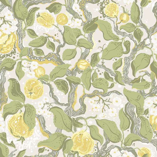 Kort Yellow Fruit and Floral Wallpaper by A-Street Prints Designer Botanica Covers about 57.5 square feet 20.9-in by 33-ft long roll Unpasted 20.9 - Swanky Fabrics - Kort Yellow Fruit and Floral Wallpaper by A-Street Prints Designer Botanica Covers about 57.5 square feet 20.9-in by 33-ft long roll Unpasted 20.9 - Swanky Fabrics -