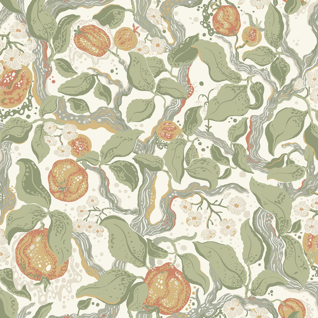 Kort Green Fruit and Floral Wallpaper by A-Street Prints Designer Botanica Covers about 57.5 square feet 20.9-in by 33-ft long roll Unpasted 20.9 - Swanky Fabrics - Kort Green Fruit and Floral Wallpaper by A-Street Prints Designer Botanica Covers about 57.5 square feet 20.9-in by 33-ft long roll Unpasted 20.9 - Swanky Fabrics -