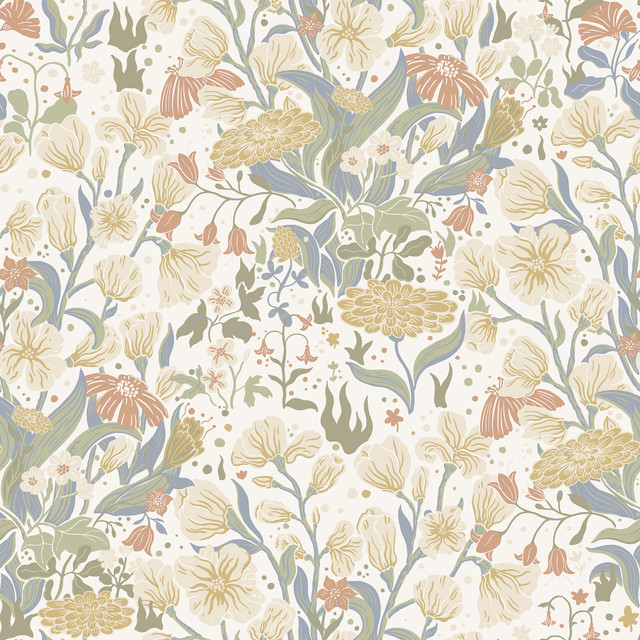 Hava Neutral Meadow Flowers Wallpaper by A-Street Prints Designer Botanica Covers about 57.5 square feet 20.9-in by 33-ft long roll Unpasted 20.9 - Swanky Fabrics - Hava Neutral Meadow Flowers Wallpaper by A-Street Prints Designer Botanica Covers about 57.5 square feet 20.9-in by 33-ft long roll Unpasted 20.9 - Swanky Fabrics -