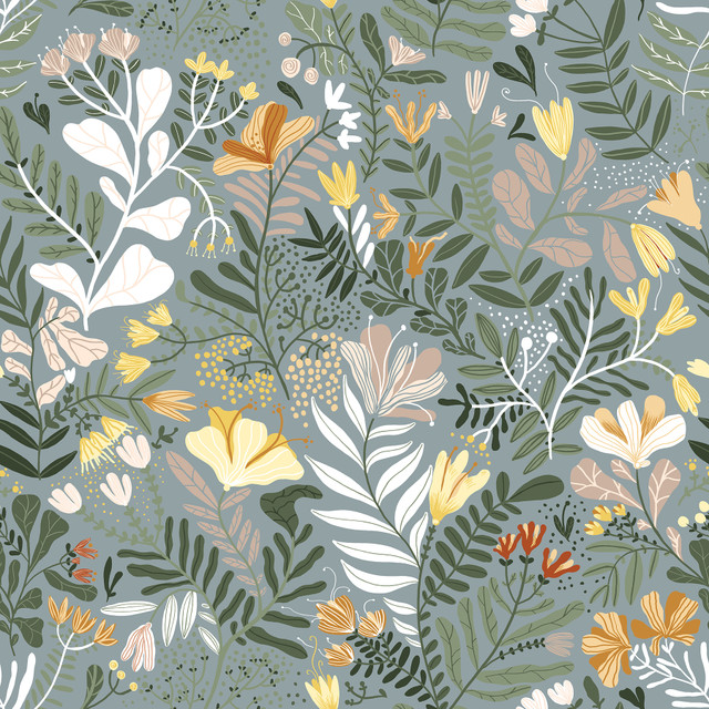 Brittsommar Slate Woodland Floral Wallpaper by A-Street Prints Designer Botanica Covers about 57.5 square feet 20.9-in by 33-ft long roll Unpasted 20.9 - Swanky Fabrics - Brittsommar Slate Woodland Floral Wallpaper by A-Street Prints Designer Botanica Covers about 57.5 square feet 20.9-in by 33-ft long roll Unpasted 20.9 - Swanky Fabrics -