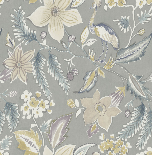 Crestwood Grey Crowned Crane Wallpaper by A-Street Prints Designer Scott Living III Covers about 56.4 square feet 20.5-in by 33-ft long roll Unpasted 20.9 - Swanky Fabrics - Crestwood Grey Crowned Crane Wallpaper by A-Street Prints Designer Scott Living III Covers about 56.4 square feet 20.5-in by 33-ft long roll Unpasted 20.9 - Swanky Fabrics -