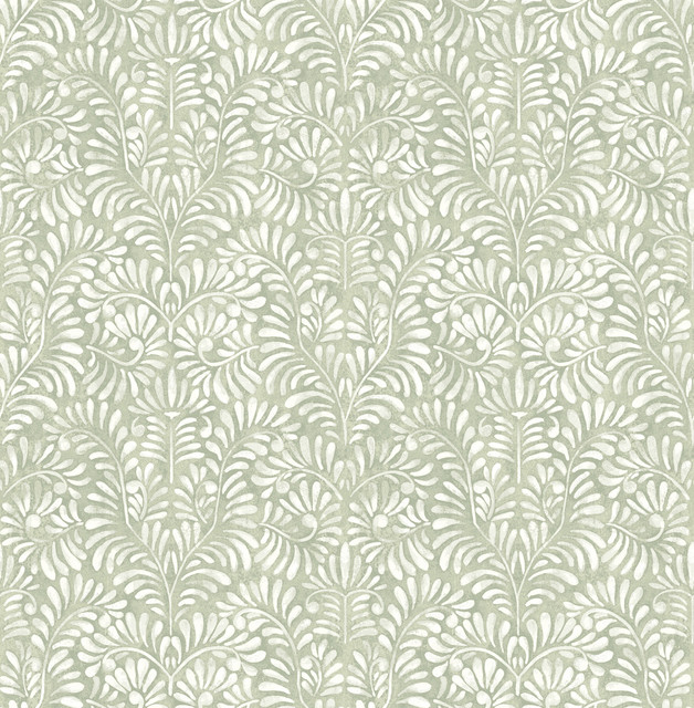 Elma Sage Fiddlehead Wallpaper by A-Street Prints Designer Mylos Covers about 56.4 square feet 20.5-in by 33-ft long roll Unpasted 10.4 - Swanky Fabrics - Elma Sage Fiddlehead Wallpaper by A-Street Prints Designer Mylos Covers about 56.4 square feet 20.5-in by 33-ft long roll Unpasted 10.4 - Swanky Fabrics -
