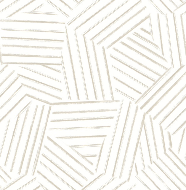 Helene Taupe Geometric Lines Wallpaper by A-Street Prints Designer Mylos Covers about 56.4 square feet 20.5-in by 33-ft long roll Unpasted 20.9 - Swanky Fabrics -