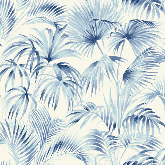 Manaus Blue Palm Frond Wallpaper by Chesapeake Designer Blue Heron Covers about 56.4 square feet 20.5-in by 33-ft long roll Prepasted 20.5 - Swanky Fabrics - Manaus Blue Palm Frond Wallpaper by Chesapeake Designer Blue Heron Covers about 56.4 square feet 20.5-in by 33-ft long roll Prepasted 20.5 - Swanky Fabrics -