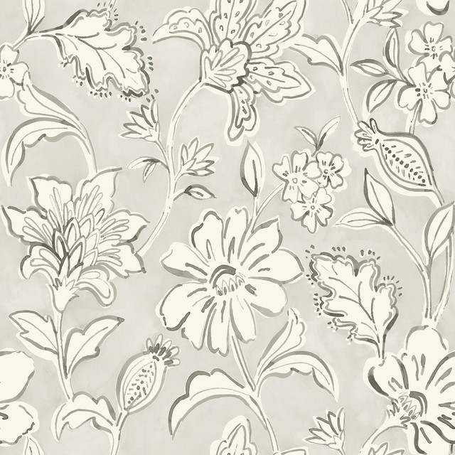 Plumeria Grey Floral Trail Wallpaper by Chesapeake Designer Blue Heron Covers about 56.4 square feet 20.5-in by 33-ft long roll Prepasted 20.5 - Swanky Fabrics - Plumeria Grey Floral Trail Wallpaper by Chesapeake Designer Blue Heron Covers about 56.4 square feet 20.5-in by 33-ft long roll Prepasted 20.5 - Swanky Fabrics -