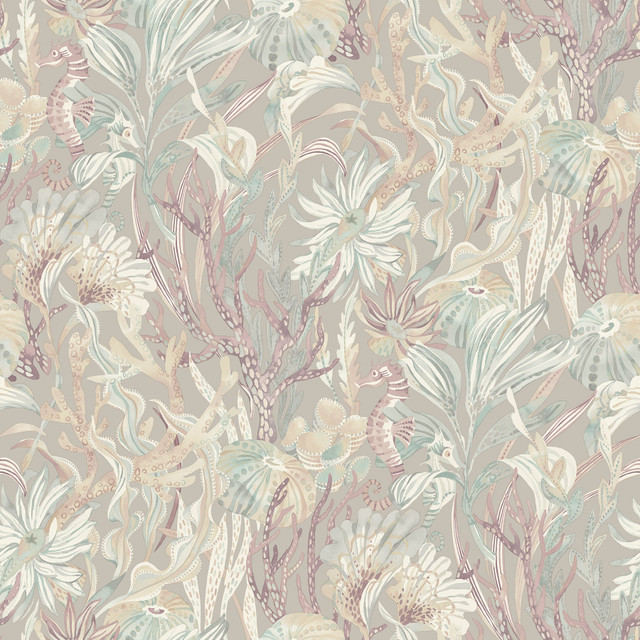 Kelp Garden Mauve Tropical Reef Wallpaper by Chesapeake Designer Blue Heron Covers about 56.4 square feet 20.5-in by 33-ft long roll Prepasted 20.5 - Swanky Fabrics - Kelp Garden Mauve Tropical Reef Wallpaper by Chesapeake Designer Blue Heron Covers about 56.4 square feet 20.5-in by 33-ft long roll Prepasted 20.5 - Swanky Fabrics -