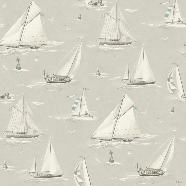 Leeward Light Grey Sailboat Wallpaper by Chesapeake Designer Blue Heron Covers about 56.4 square feet 20.5-in by 33-ft long roll Prepasted 20.5 - Swanky Fabrics - Leeward Light Grey Sailboat Wallpaper by Chesapeake Designer Blue Heron Covers about 56.4 square feet 20.5-in by 33-ft long roll Prepasted 20.5 - Swanky Fabrics -