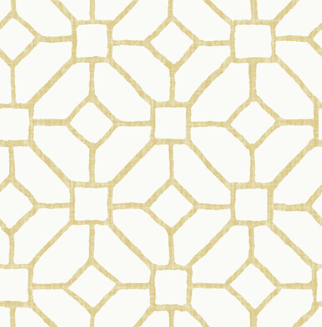 Addis Gold Trellis Wallpaper by A-Street Prints Designer Middleton Covers about 56.4 square feet 20.5-in by 33-ft long roll Unpasted 20.9 - Swanky Fabrics -
