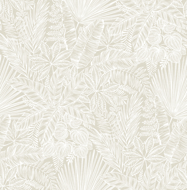 Vita Off-White Botanical Wallpaper by A-Street Prints Designer Middleton Covers about 56.4 square feet 20.5-in by 33-ft long roll Unpasted 20.9 - Swanky Fabrics -