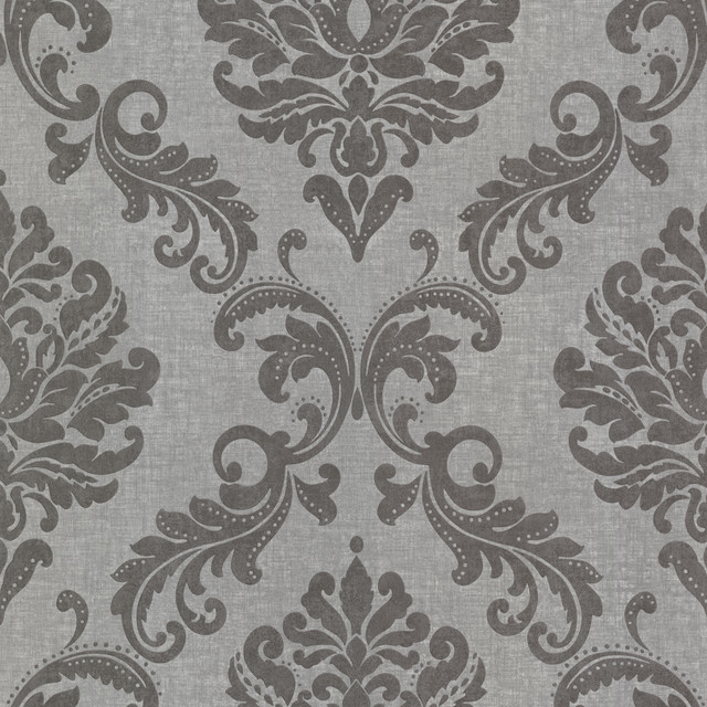 Sebastion Grey Damask Wallpaper by Beacon House Designer Zinc Covers about 56.4 square feet 20.5-in by 33-ft long roll Unpasted 20.9 - Swanky Fabrics - Sebastion Grey Damask Wallpaper by Beacon House Designer Zinc Covers about 56.4 square feet 20.5-in by 33-ft long roll Unpasted 20.9 - Swanky Fabrics -