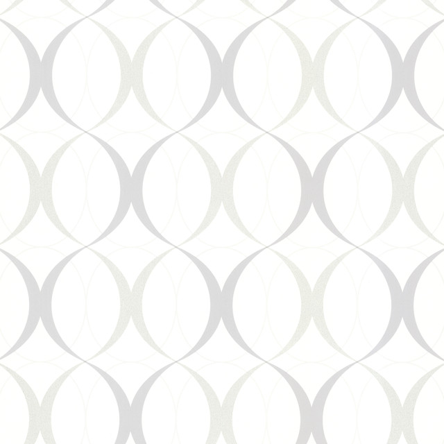 Circulate White Retro Orb Wallpaper by Beacon House Designer Zinc Covers about 56.4 square feet 20.5-in by 33-ft long roll Unpasted 10.4 - Swanky Fabrics -