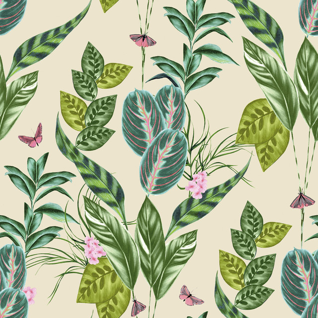 Spirit Green Tropical Foliage Wallpaper by ohpopsi Designer Wild Covers about 54.2 square feet 19.7-in by 33-ft long roll Unpasted 19.7 - Swanky Fabrics - Spirit Green Tropical Foliage Wallpaper by ohpopsi Designer Wild Covers about 54.2 square feet 19.7-in by 33-ft long roll Unpasted 19.7 - Swanky Fabrics -