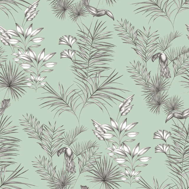 Shelly Mint Toucan Toile Wallpaper by ohpopsi Designer Wild Covers about 54.2 square feet 19.7-in by 33-ft long roll Unpasted 19.7 - Swanky Fabrics - Shelly Mint Toucan Toile Wallpaper by ohpopsi Designer Wild Covers about 54.2 square feet 19.7-in by 33-ft long roll Unpasted 19.7 - Swanky Fabrics -