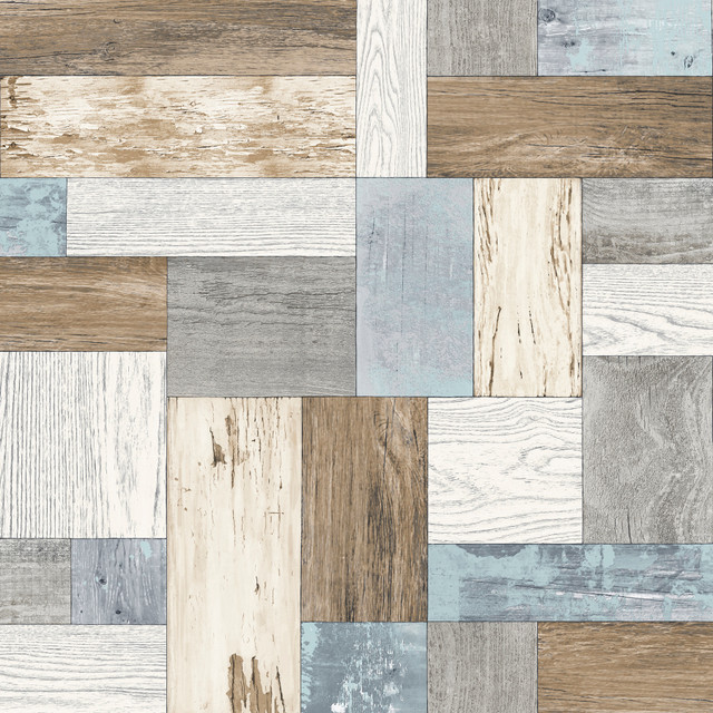 Knock on Wood Multicolor Distressed Wallpaper by A-Street Prints Designer Trilogy Covers about 56.4 square feet 20.5-in by 33-ft long roll Unpasted 20.9 - Swanky Fabrics -