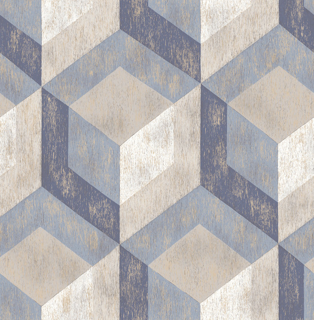 Clarabelle Blue Rustic Wood Tile Wallpaper by A-Street Prints Designer Trilogy Covers about 56.4 square feet 20.5-in by 33-ft long roll Unpasted 20.8 - Swanky Fabrics -