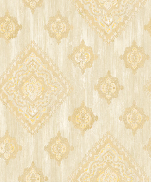 Leana Gold Medallion Wallpaper by Advantage Designer Traditional Covers about 57.8 square feet 21-in by 33-ft long roll Unpasted 25 - Swanky Fabrics - Leana Gold Medallion Wallpaper by Advantage Designer Traditional Covers about 57.8 square feet 21-in by 33-ft long roll Unpasted 25 - Swanky Fabrics -