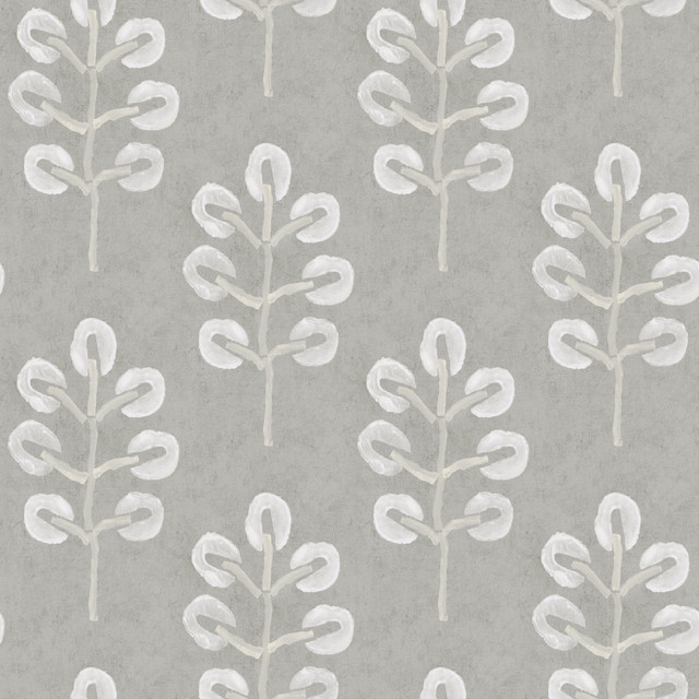 Plum Tree Grey Botanical Wallpaper by Chesapeake Designer Thoreau Covers about 56.4 square feet 20.5-in by 33-ft long roll Prepasted 10.25 - Swanky Fabrics -