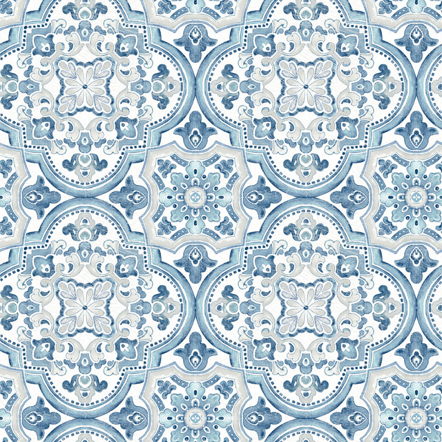 Concord Blue Medallion Wallpaper by Chesapeake Designer Thoreau Covers about 56.4 square feet 20.5-in by 33-ft long roll Prepasted 10.25 - Swanky Fabrics - Concord Blue Medallion Wallpaper by Chesapeake Designer Thoreau Covers about 56.4 square feet 20.5-in by 33-ft long roll Prepasted 10.25 - Swanky Fabrics -
