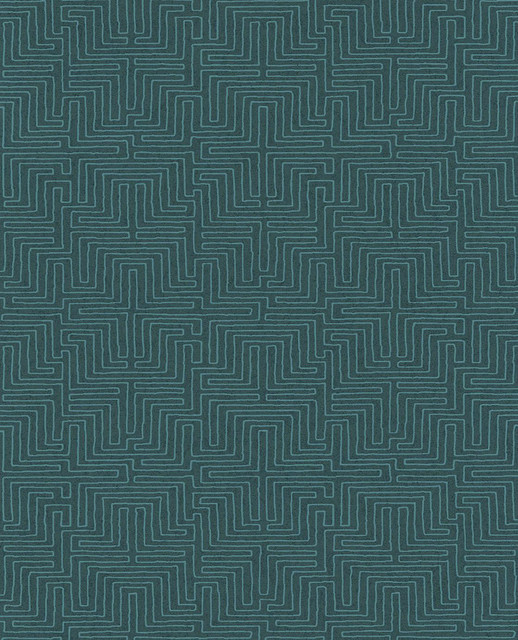 Kairo Teal Geometric Wallpaper by Eijffinger Designer Siroc Covers about 56.4 square feet 20.5-in by 33-ft long roll Unpasted 13 - Swanky Fabrics -