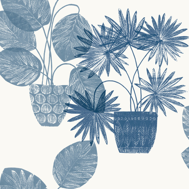 Aida Blue Potted Plant Wallpaper by A-Street Prints Designer Seychelles Covers about 60.8 square feet 27-in by 27-ft long roll Unpasted 27 - Swanky Fabrics - Aida Blue Potted Plant Wallpaper by A-Street Prints Designer Seychelles Covers about 60.8 square feet 27-in by 27-ft long roll Unpasted 27 - Swanky Fabrics -