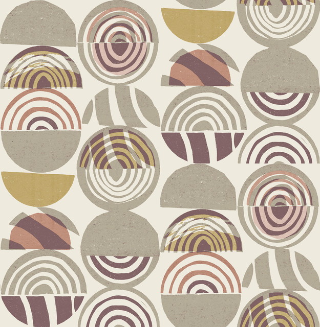 Mage Plum Mod Geometric Wallpaper by A-Street Prints Designer Seychelles Covers about 56.4 square feet 20.5-in by 33-ft long roll Unpasted 20.9 - Swanky Fabrics -