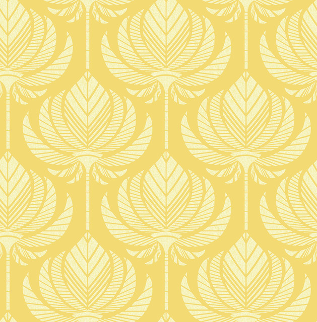 Palmier Yellow Lotus Fan Wallpaper by A-Street Prints Designer Seychelles Covers about 56.4 square feet 20.5-in by 33-ft long roll Unpasted 10.4 - Swanky Fabrics -