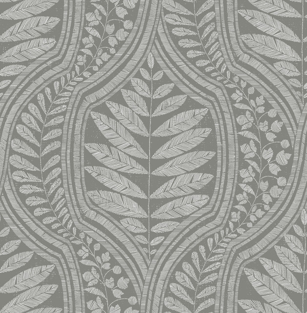 Juno Dark Grey Grey Ogee Wallpaper by A-Street Prints Designer Scott Living Covers about 56.4 square feet 20.5-in by 33-ft long roll Unpasted 20.8 - Swanky Fabrics - Juno Dark Grey Grey Ogee Wallpaper by A-Street Prints Designer Scott Living Covers about 56.4 square feet 20.5-in by 33-ft long roll Unpasted 20.8 - Swanky Fabrics -