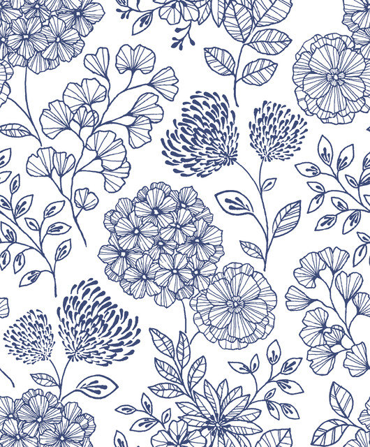 Ada Blue Floral Wallpaper by A-Street Prints Designer Scott Living II Covers about 56.4 square feet 20.5-in by 33-ft long roll Unpasted 25.2 - Swanky Fabrics - Ada Blue Floral Wallpaper by A-Street Prints Designer Scott Living II Covers about 56.4 square feet 20.5-in by 33-ft long roll Unpasted 25.2 - Swanky Fabrics -